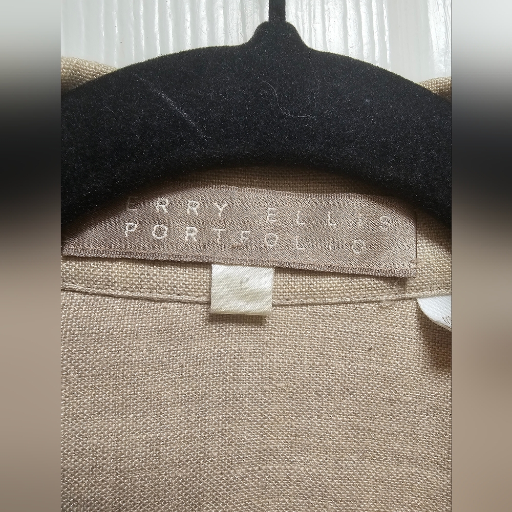 Perry Ellis Portfolio Men’s Linen Cardigan Size P | Beige | 100% Linen | Pockets - Picture 2 of 11
